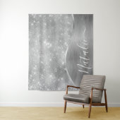 Tenture Silver Glitter Glam Bling Personalized (En situation)