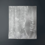Tenture Silver Glitter Glam Bling Personalized<br><div class="desc">Personnalisez facilement ce métal brossé argenté et la tapisserie à motif de faux parties scintillant glamour avec votre propre nom personnalisé.</div>