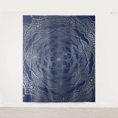 Tenture Silver Mandala Boho Chic Elegant Marine Bleu Éléga (Devant)