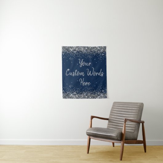 Tenture Silver Navy Blue Birthday Party Photo Booth Prop (En situation)