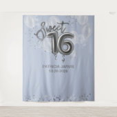 Tenture Silver Sweet 16 Ballons Anniversaires Doutons Bleu (Devant)