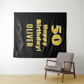 Tenture Simple 50ème anniversaire heureux en arrière-plan (En situation (horizontale))