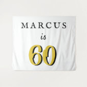 Tenture Simple 60e anniversaire Nom de la fête d'âge Conte (Devant (Horizontal))
