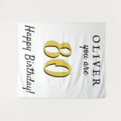 Tenture Simple 80e Joyeux Anniversaire Décor de Fête (Devant (Horizontal))