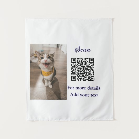 Tenture Simple animal name details QR code add text photo (Devant)