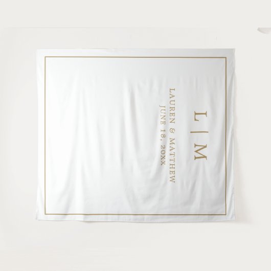 Tenture Simple Antique Or Monogramme Mariage élégant (Devant (Horizontal))