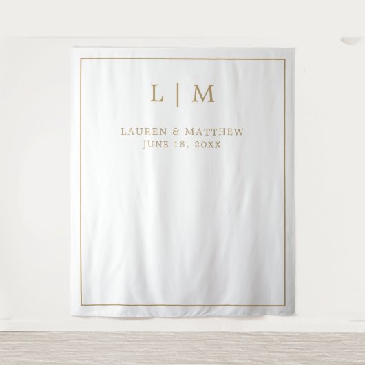 Tenture Simple Antique Or Monogramme Mariage élégant (Devant)
