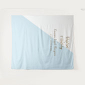 Tenture Simple Bleu Or Baptême garçon premier anniversaire (Devant (Horizontal))