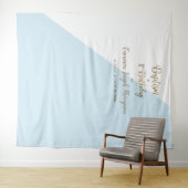 Tenture Simple Bleu Or Garçon baptême premier anniversaire (En situation (horizontale))