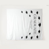 Tenture Simple bonnet de remise de diplôme noir et blanc (Devant (Horizontal))