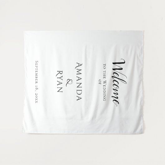 Tenture Simple Élégant Mariage de script de bienvenue (Devant (Horizontal))