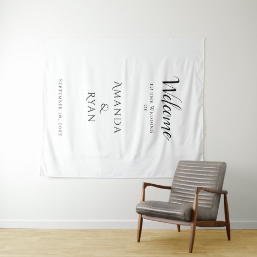 Tenture Simple Élégant Mariage de script de bienvenue (En situation (horizontale))