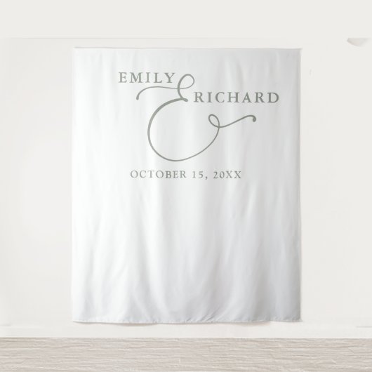 Tenture Simple Elegant Sage Green Mariage Photo fond (Devant)