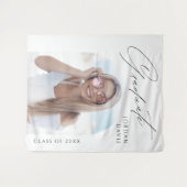 Tenture Simple Elegant Script Photo Graduation Party (Devant (Horizontal))