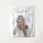Tenture Simple Elegant Script Photo Graduation Party (Devant)