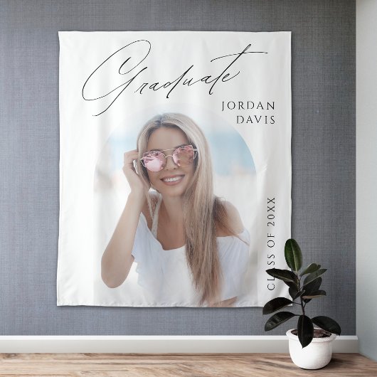 Tenture Simple Elegant Script Photo Graduation Party