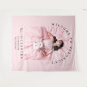 Tenture Simple Fille Blush rose Anniversaire Photo (Devant (Horizontal))