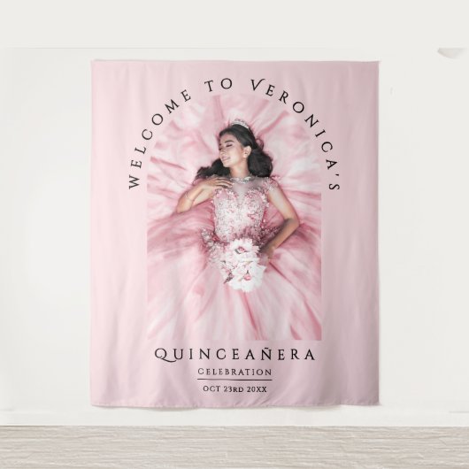 Tenture Simple Fille Blush rose Anniversaire Photo (Devant)