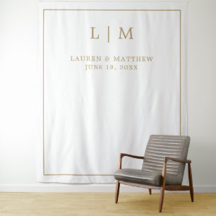 Tenture Simple Fond de Mariage Monogramme en Or Antique
