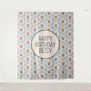 Tenture Simple Fun Chic Editable Anniversaire Photo Polka