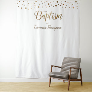 Tenture Simple Gold Confetti Baptême fond