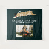 Tenture Simple Green Graduation Photo Booth Arrière-plan (Devant (Horizontal))