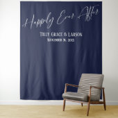 Tenture Simple Happily Ever After Fond de photo Navy (En situation)