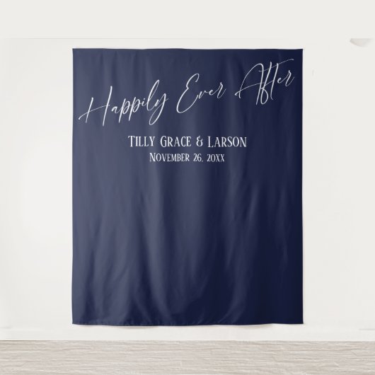 Tenture Simple Happily Ever After Fond de photo Navy (Devant)