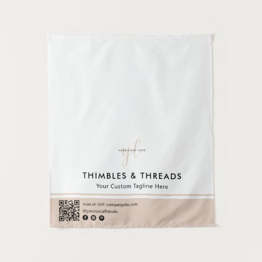 Tenture Simple Logo QR Vendor Event Display Table Runner (Devant)