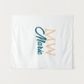 Tenture simple minimal ajouter nom monogramme orange bleu (Devant (Horizontal))