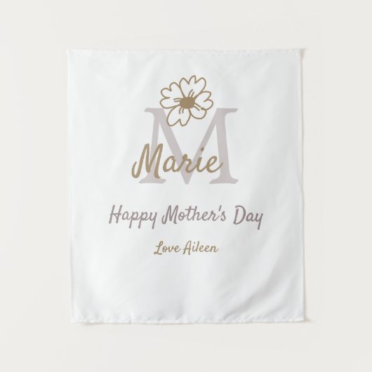 Tenture simple minimal mother's day monogram golden gray f (Devant)