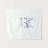 Tenture simple minimum ajouter nom monogramme violet vert  (Devant (Horizontal))