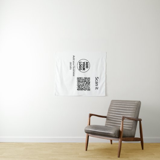 Tenture Simple minimum q r code ajouter logo code d'analys (En situation (horizontale))