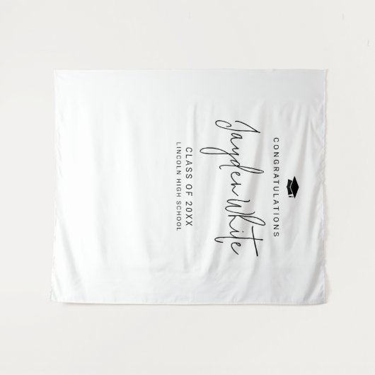 Tenture Simple Modern Script Nom Graduation Party (Devant (Horizontal))