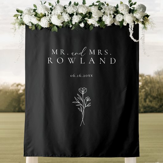 Tenture Simple moderne Noir nouveau nom Mariage