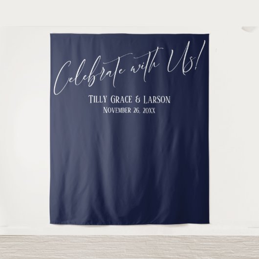 Tenture Simple Navy Célébrez avec nous ! Fond pour photo (Devant)