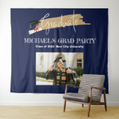 Tenture Simple NavyBlue Graduation Photo Booth Backdrop (En situation (horizontale))