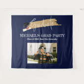 Tenture Simple NavyBlue Graduation Photo Booth Backdrop (Devant (Horizontal))