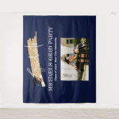 Tenture Simple NavyBlue Graduation Photo Booth Backdrop (Devant)