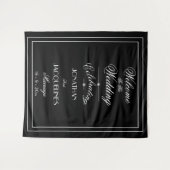 Tenture Simple Noir avec Élégante Écriture Blanche Mariage (Devant (Horizontal))