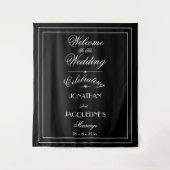 Tenture Simple Noir avec Élégante Écriture Blanche Mariage (Devant)