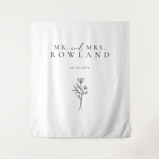 Tenture Simple Noir & Blanc Nouveau Nom Mariage (Devant)