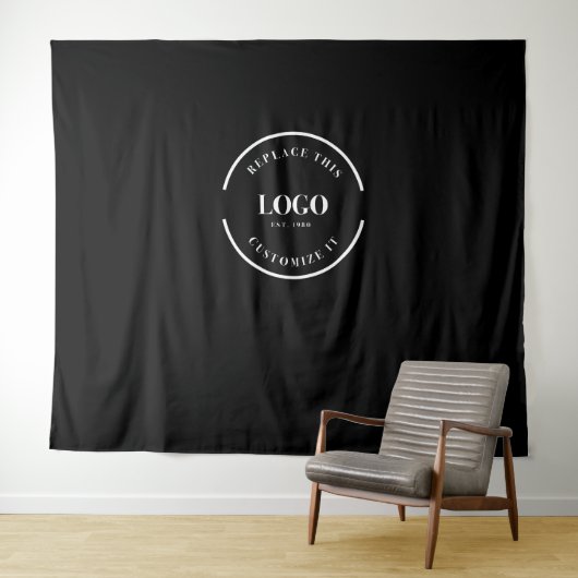 Tenture Simple personnalisation blanc logo arrière-plan En (En situation (horizontale))