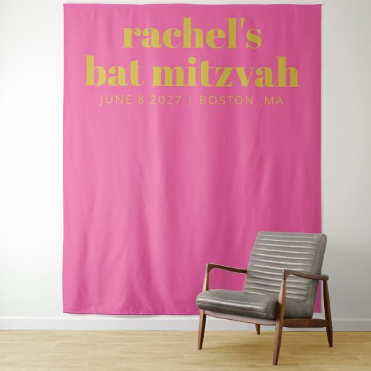 Tenture Simple rose jaune mignon Bat mitzvah fond photo (En situation)