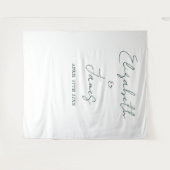 Tenture Simple Script Emerald Green Mariage fond photo (Devant (Horizontal))