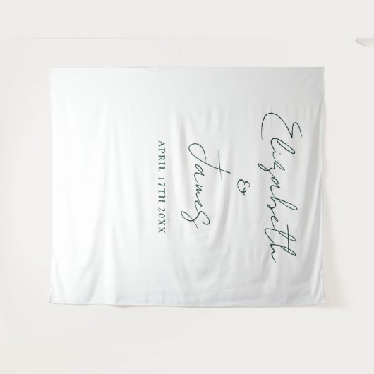 Tenture Simple Script Emerald Green Mariage fond photo (Devant (Horizontal))
