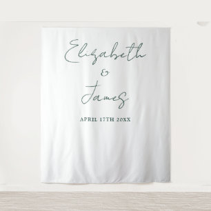 Tenture Simple Script Emerald Green Mariage fond photo
