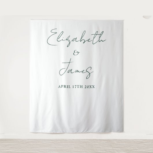 Tenture Simple Script Emerald Green Mariage fond photo (Devant)