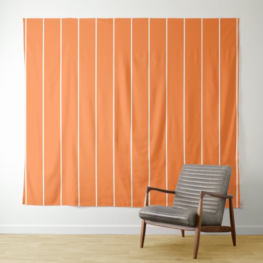 Tenture Simples bandes blanches sur Arrière - plan orange (En situation (horizontale))