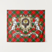 Tenture Sinclair Clan Badge & Unicorns avec Tartan (Devant (Horizontal))